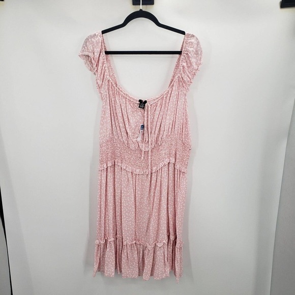 Rue21 animal print dress womens plus size 3x off shoulder cinched waist pink - Picture 13 of 14